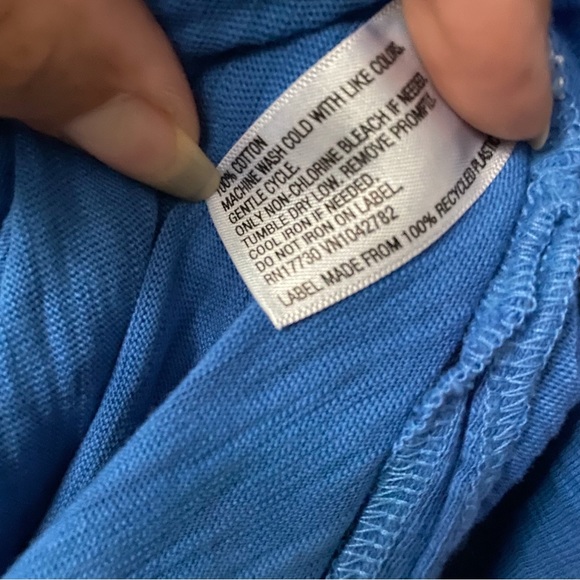 Woman’s Beautiful Blue V Neck Short Sleeve Long Tee Shirt Dress NWT - Picture 11 of 13